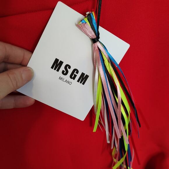 MSGM Milano NWT Red Asymmetrical Ruffle Mini Skirt Italian Size 46 - Picture 5 of 12